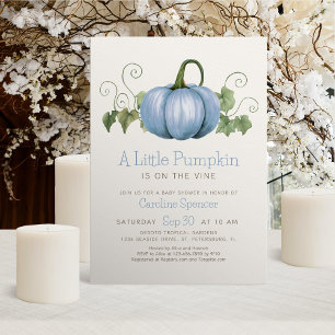 Little Pumpkin Minimalist Boy Baby Shower Invitation