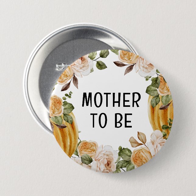 Little Pumpkin Mother to Be Fall Baby Shower 7.5 Cm Round Badge (Front & Back)