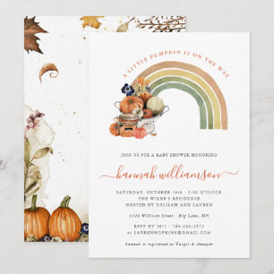 Little Pumpkin on the Way   Autumn Rainbow Invitation