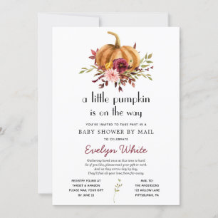 Little Pumpkin on the Way Baby Shower by Mail  Invitation