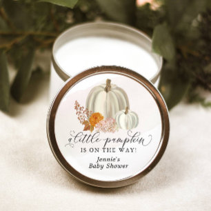 Little Pumpkin on the Way Baby Shower Customised Classic Round Sticker