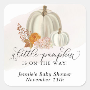 Little Pumpkin on the Way Baby Shower Customised Square Sticker