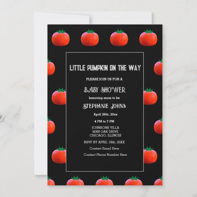 Little Pumpkin On The Way Baby Shower Girls Boys Invitation (Front)
