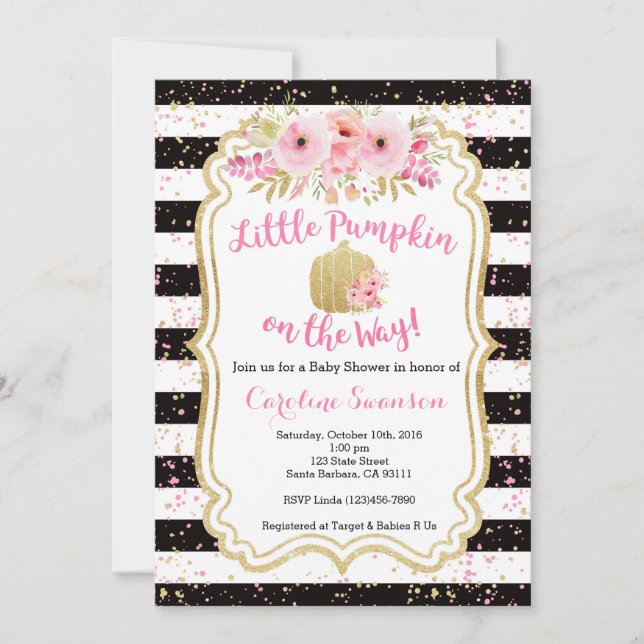 Little Pumpkin on the Way, Baby Shower Invitation (Front)
