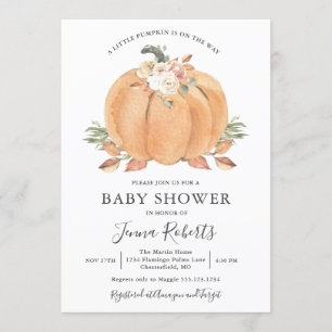Little Pumpkin On The Way Baby Shower Invitation