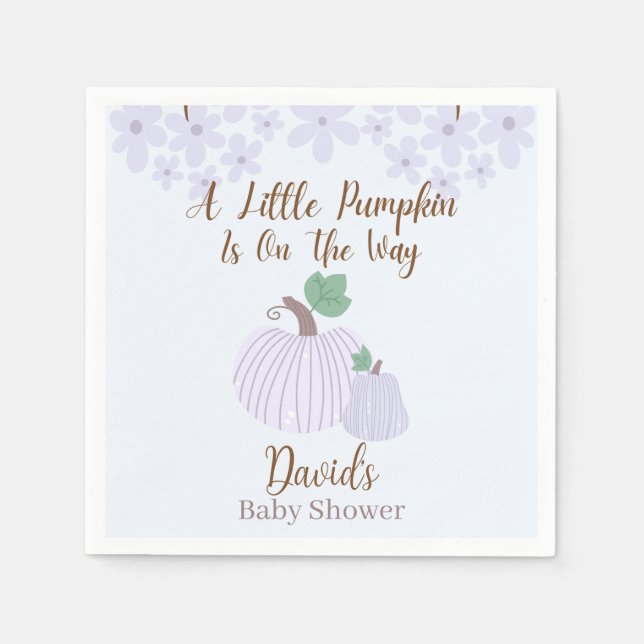 Little Pumpkin On The Way Baby Shower Napkin (Front)