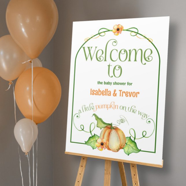 Little Pumpkin on the Way Baby Shower Welcome Sign (Creator Uploaded)