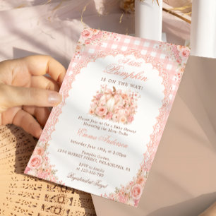 Little Pumpkin on the Way Bow Baby Shower Invitation