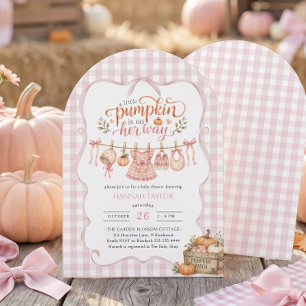 Little Pumpkin on the Way Clothesline Baby Shower Invitation