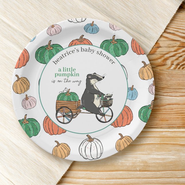 Little Pumpkin on the Way Colourful Baby Shower Paper Plate (Creator Uploaded)
