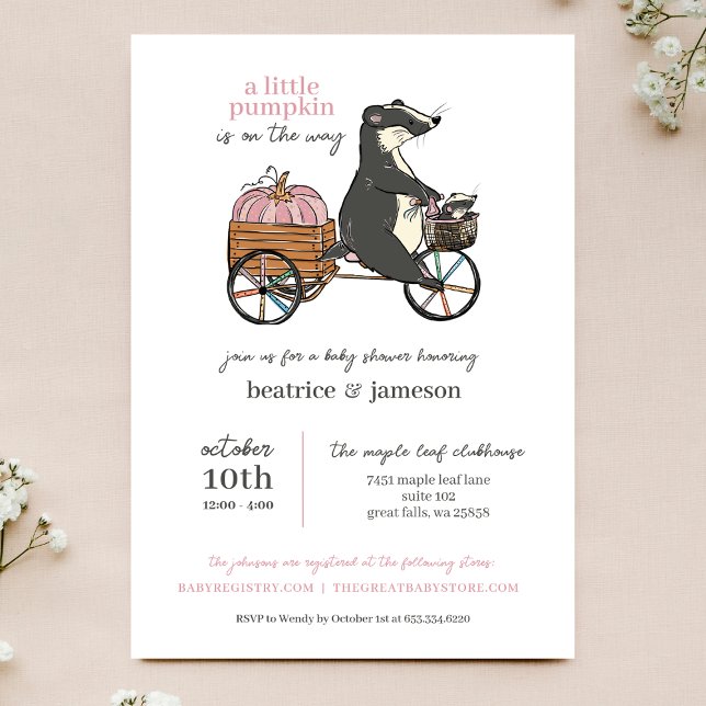 Little Pumpkin on the Way Couples Girl Baby Shower Invitation (Creator Uploaded)