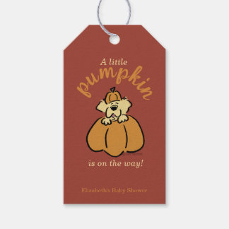 Little Pumpkin on the Way Cute Puppy Baby Shower Gift Tags