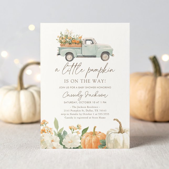 Little Pumpkin on The Way Fall Baby Shower Invitation (Creator Uploaded)