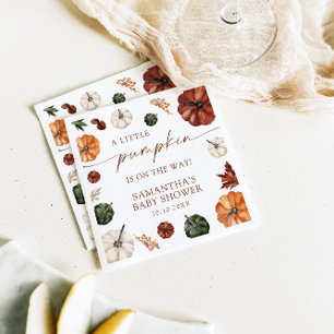 Little Pumpkin On The Way Fall Baby Shower Napkin