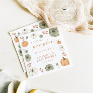 Little Pumpkin On The Way Fall Baby Shower Napkin