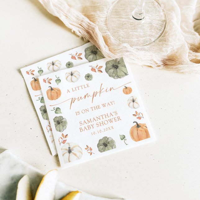 Little Pumpkin On The Way Fall Baby Shower Napkin (Creator Uploaded)