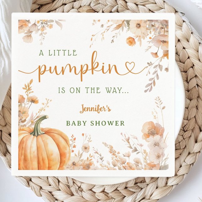 Little Pumpkin on The Way Fall Baby Shower Paper Napkin (Creator Uploaded)