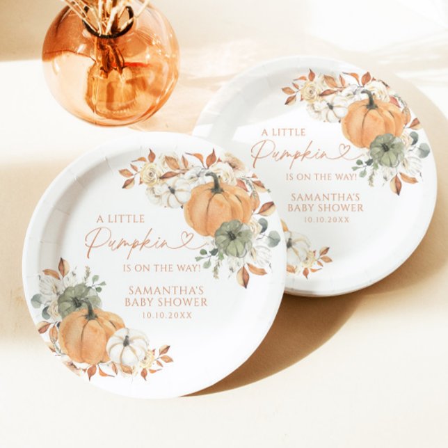 Little Pumpkin On The Way Fall Baby Shower Paper Plate (Creator Uploaded)