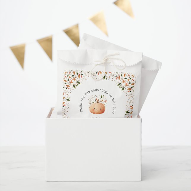 Little Pumpkin on the Way Fall Floral Baby Shower Favour Bags (Party)
