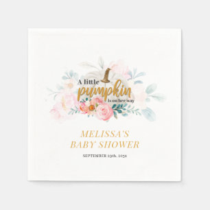 Little Pumpkin on The Way Fall Girls Baby Shower Napkin