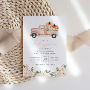 Little Pumpkin on the Way Floral Girl Baby Shower Invitation