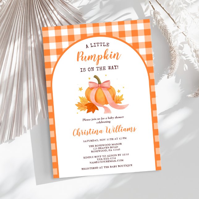Little Pumpkin On The Way Girl Baby Shower Invitation (Creator Uploaded)