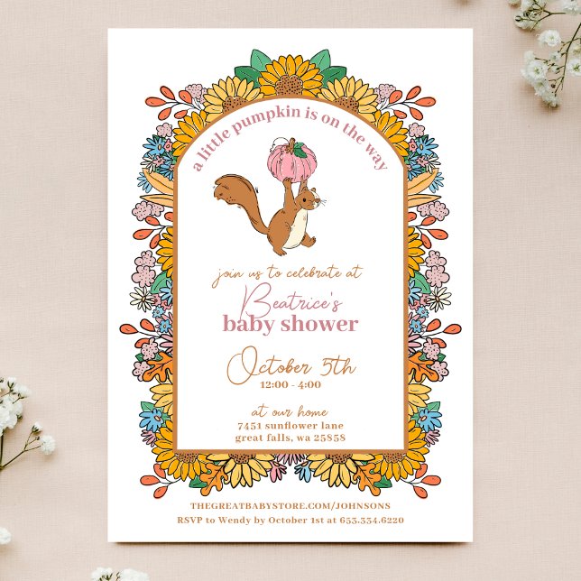 Little Pumpkin on the Way Girl Baby Shower Invitation (Creator Uploaded)
