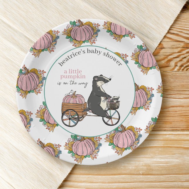 Little Pumpkin on the Way Girl Baby Shower Paper Plate (Creator Uploaded)