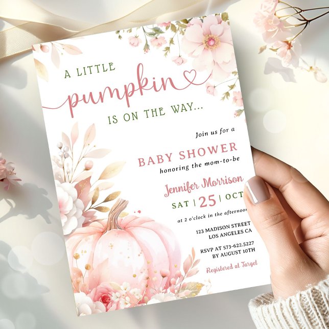 Little Pumpkin on The Way Girl Fall Baby Shower Invitation (Creator Uploaded)