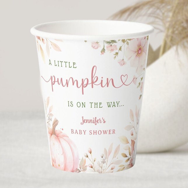 Little Pumpkin on The Way Girl Fall Baby Shower Paper Cups (Creator Uploaded)