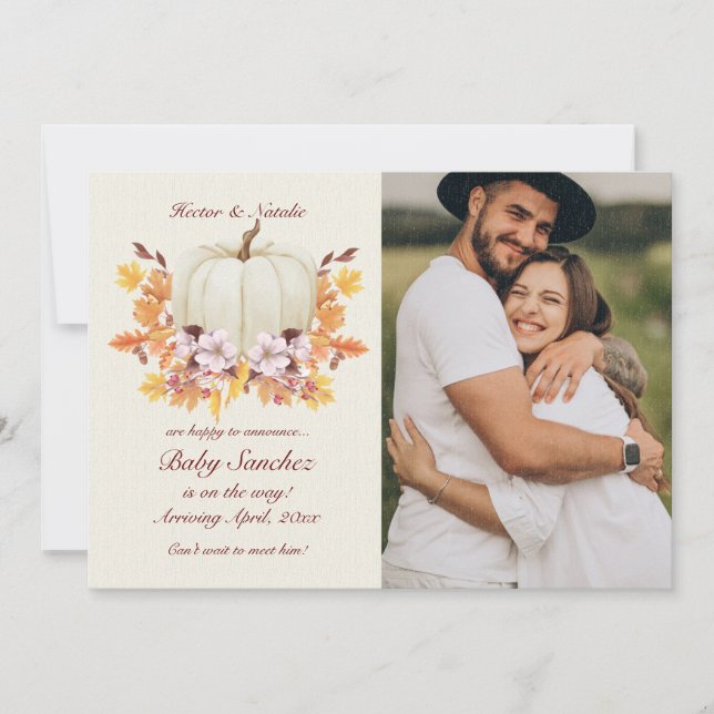 Little Pumpkin On The Way Photo Announcement (Front)