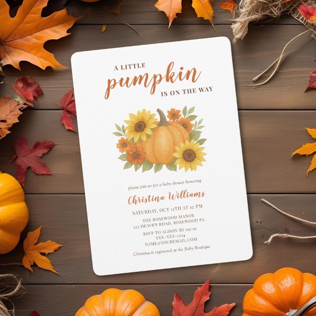 Little Pumpkin on the Way Pink Baby Shower Invitation (Creator Uploaded)