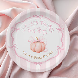 Little Pumpkin on the Way Pink Baby Shower Paper Paper Plate