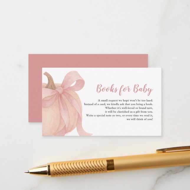 Little Pumpkin on the Way Pink Books for Baby Enclosure Card (Front/Back In Situ)