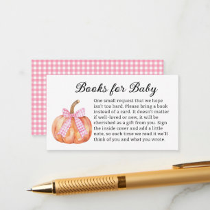 Little Pumpkin On the Way Pink Bow Baby Shower Enclosure Card