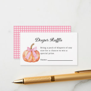 Little Pumpkin On the Way Pink Bow Baby Shower Enclosure Card