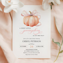 Little Pumpkin on the Way Pink Bow Baby Shower