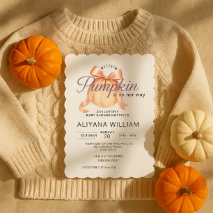 Little Pumpkin on the Way Pink Bow Baby Shower  Invitation
