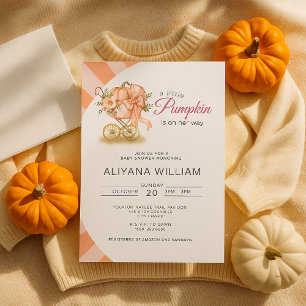 Little Pumpkin on the Way Pink Bow Baby Shower  Invitation