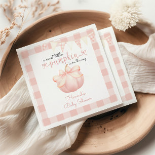Little Pumpkin on the Way Pink Bow Baby Shower Napkin