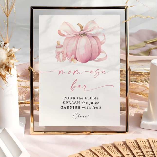 Little Pumpkin on the Way Pink Bow Baby Shower Poster (Creator Uploaded)