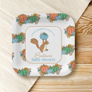 Little Pumpkin on the Way Pink Boy Baby Shower Paper Plate