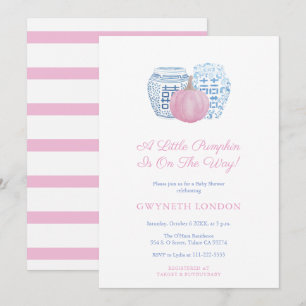Little Pumpkin On The Way Pink Girl Baby Shower Invitation