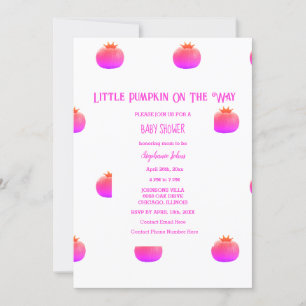 Little Pumpkin On The Way Pink Girl Baby Shower Invitation