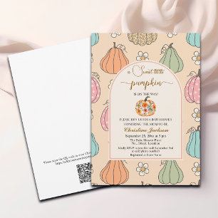 Little Pumpkin on the Way QR Code Baby Shower Invitation