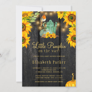Little pumpkin on the way rustic fall baby shower  invitation