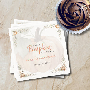 Little Pumpkin On The Way Watercolor Baby Shower Napkin