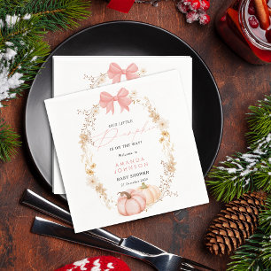 Little Pumpkin on way Autumn October baby shower  Napkin