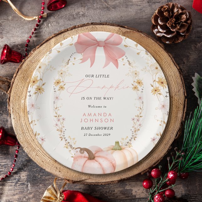 Little Pumpkin on way Autumn October baby shower  Paper Plate (Creator Uploaded)