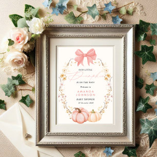 Little Pumpkin on way Autumn October baby shower Poster